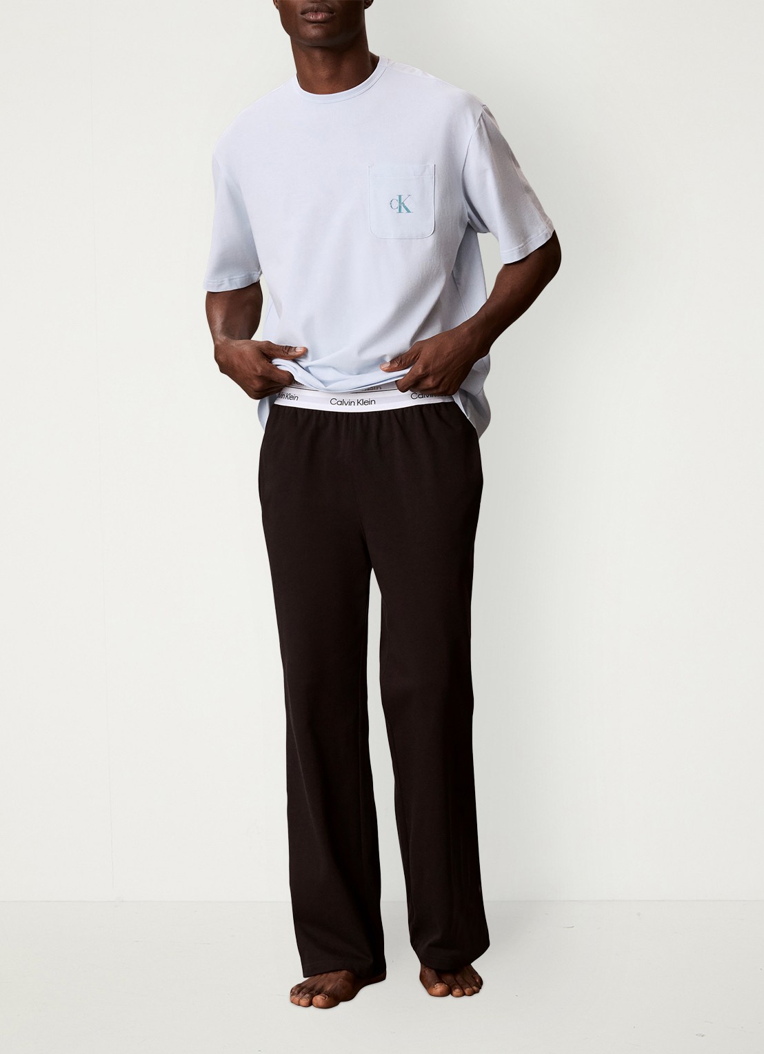 Calvin Klein Pyjamashirt met logo - voorkant 6 blauw