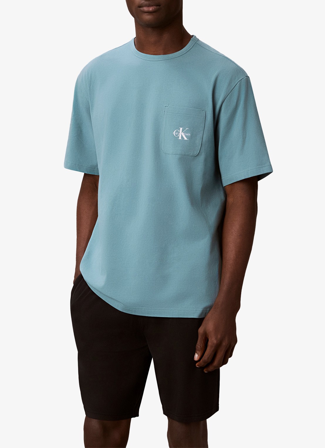 Calvin Klein Pyjamashirt met logo - detail 3 lichtblauw
