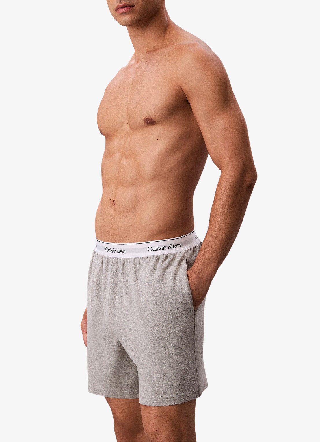 Calvin Klein Pyjamashorts met logoband - detail 4 lichtgrijs