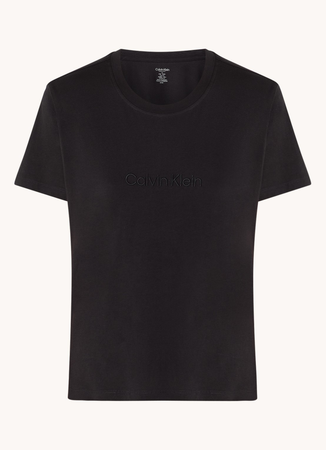 Calvin Klein Pyjamatop met logoborduring - voorkant 3 zwart