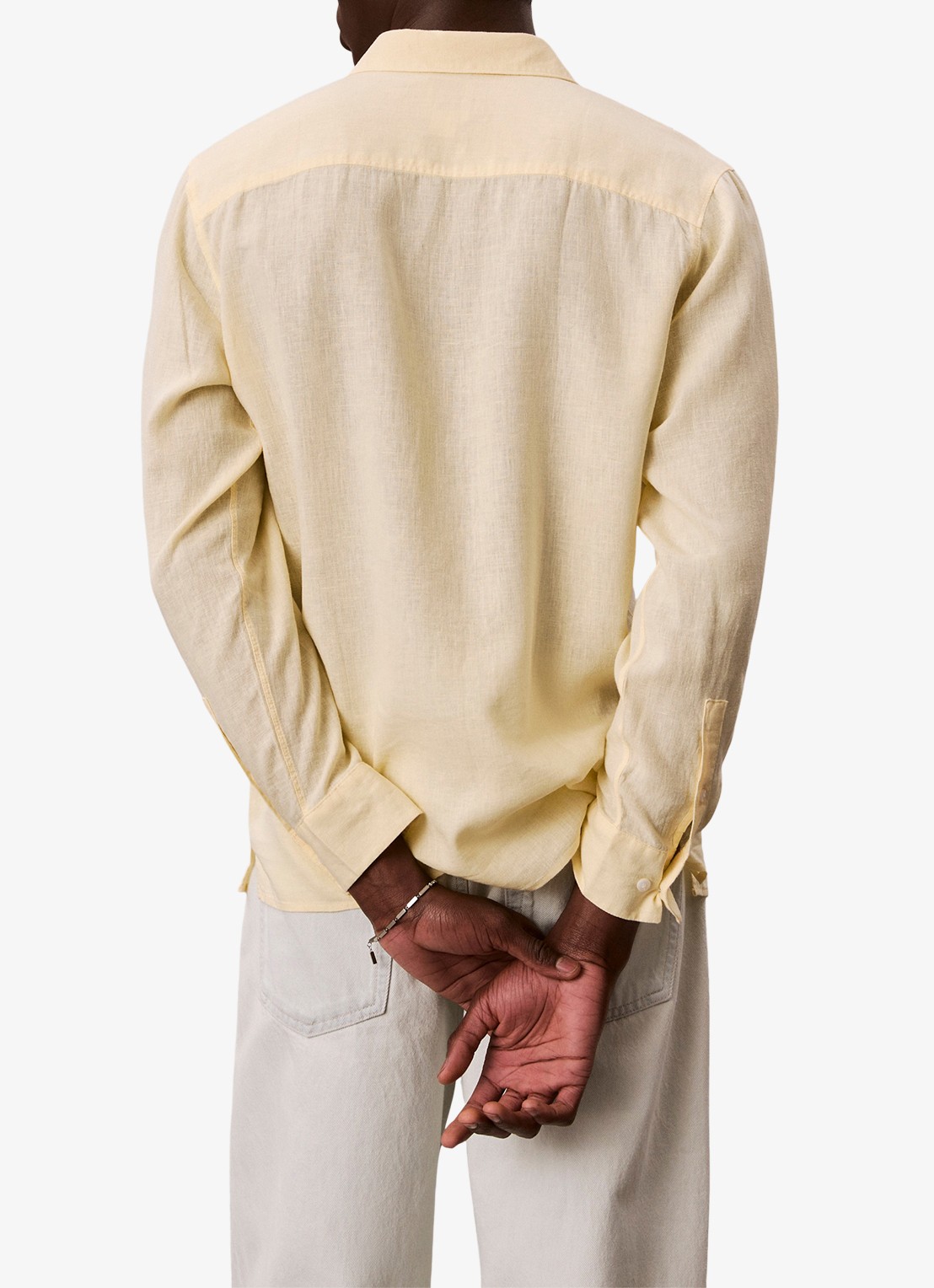 Calvin Klein Regular fit overhemd in linnenblend - achterkant 4 lichtgeel