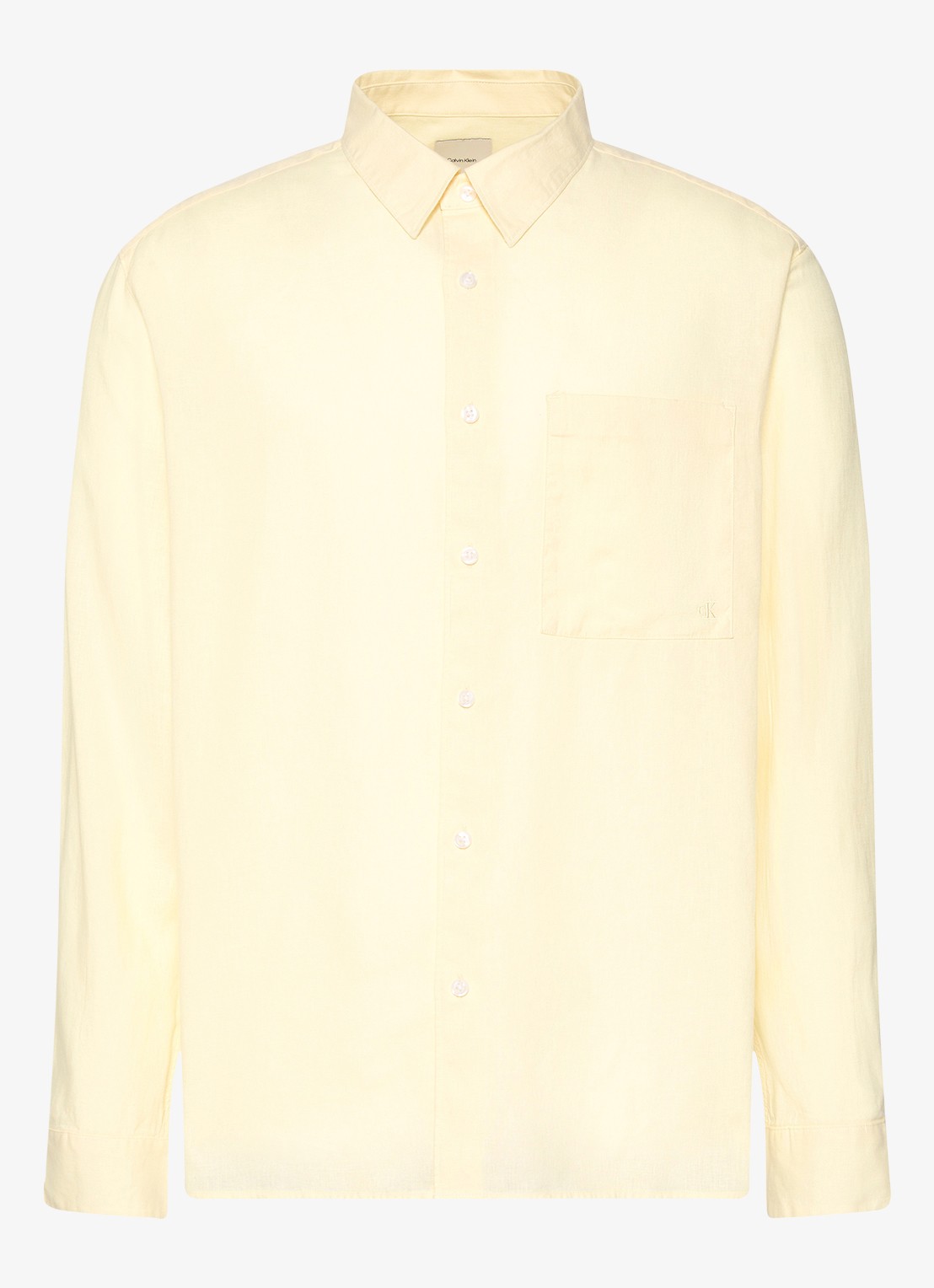 Calvin Klein Regular fit overhemd in linnenblend - voorkant 5 lichtgeel