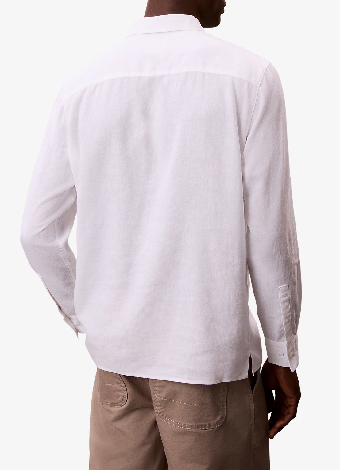 Calvin Klein Regular fit overhemd in linnenblend - achterkant wit