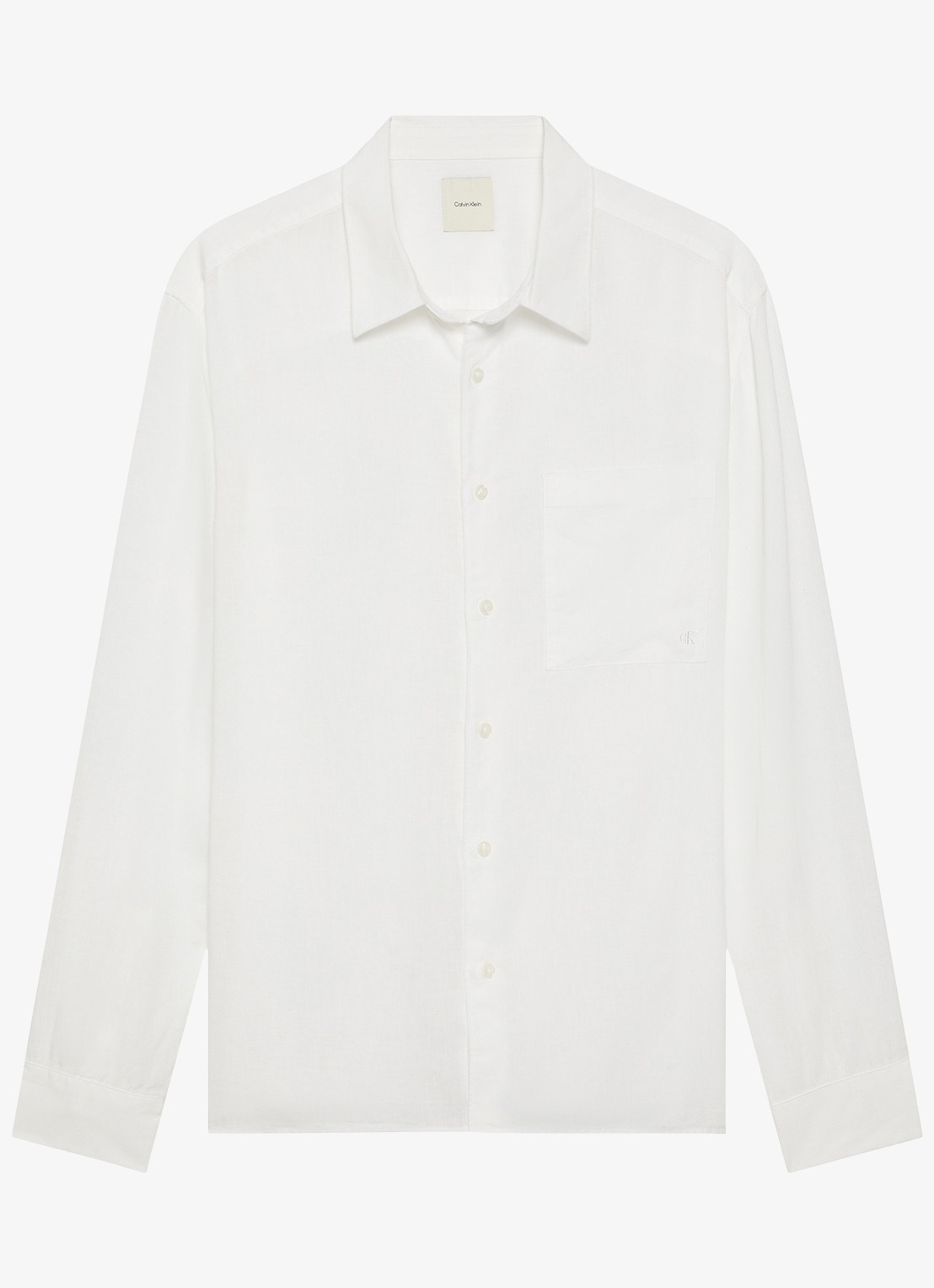 Calvin Klein Regular fit overhemd in linnenblend - voorkant 2 wit