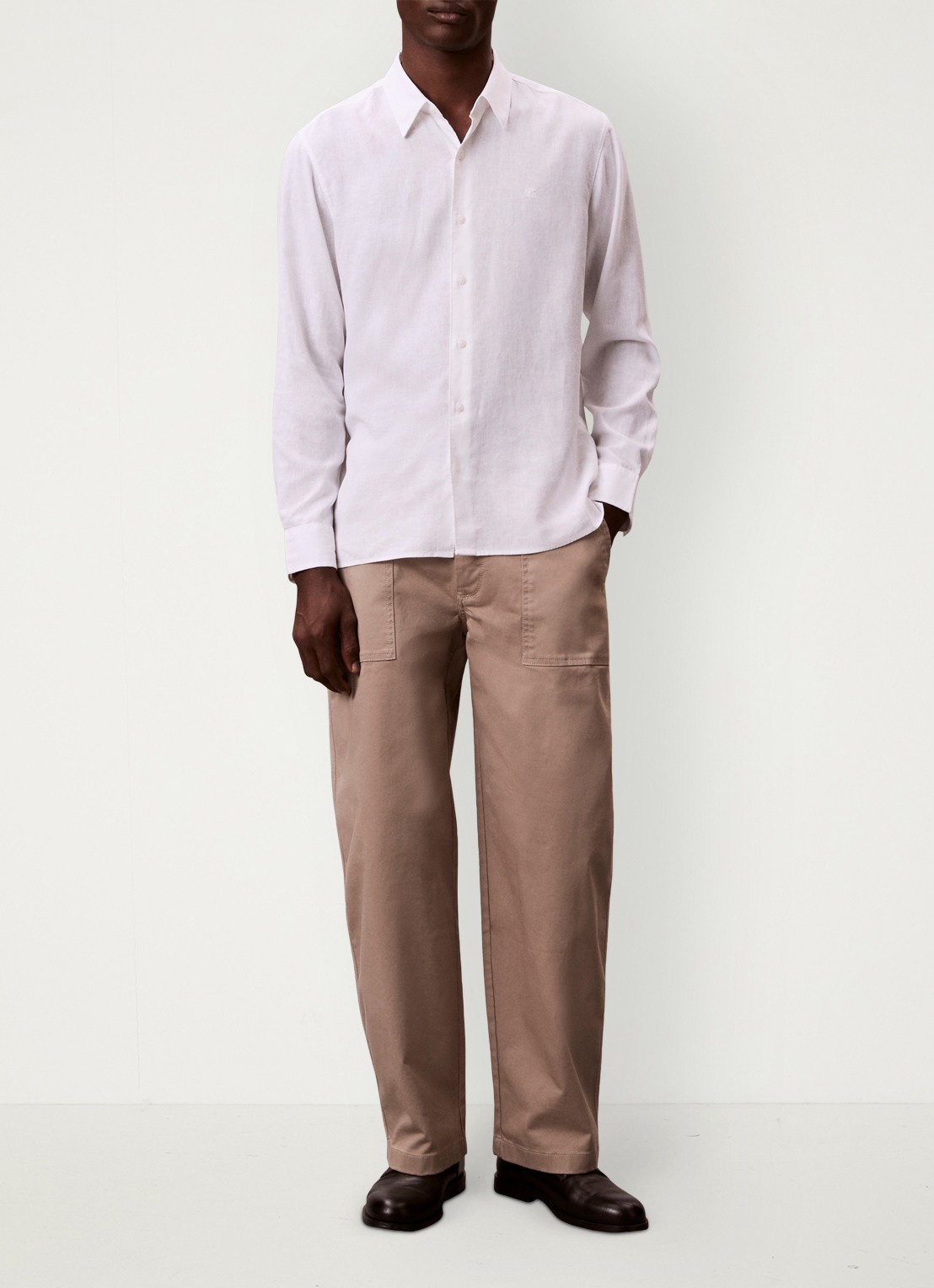 Calvin Klein Regular fit overhemd in linnenblend - voorkant 3 wit