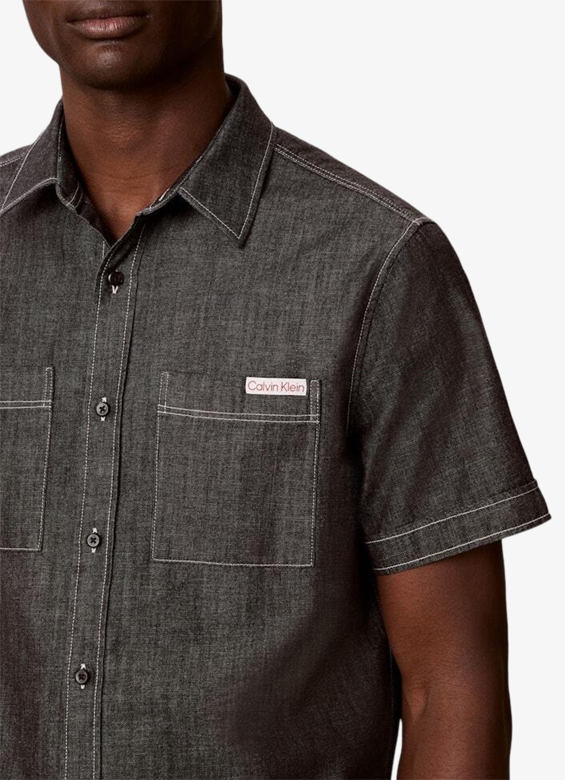 Calvin Klein Regular fit overhemd met borstzakken - detail 2 zwart