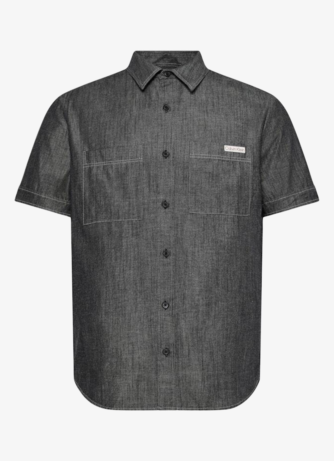 Calvin Klein Regular fit overhemd met borstzakken - voorkant 4 zwart