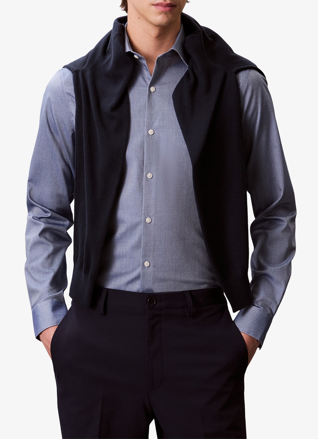 Calvin Klein Regular fit overhemd met logoborduring - detail 6 blauw