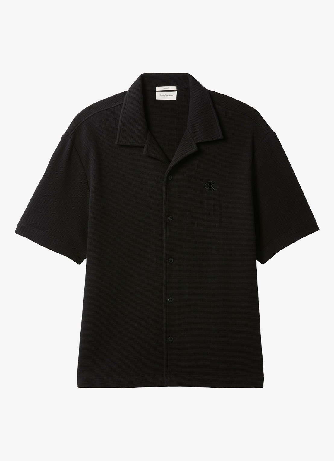 Calvin Klein Regular fit overhemd met logoborduring - voorkant zwart