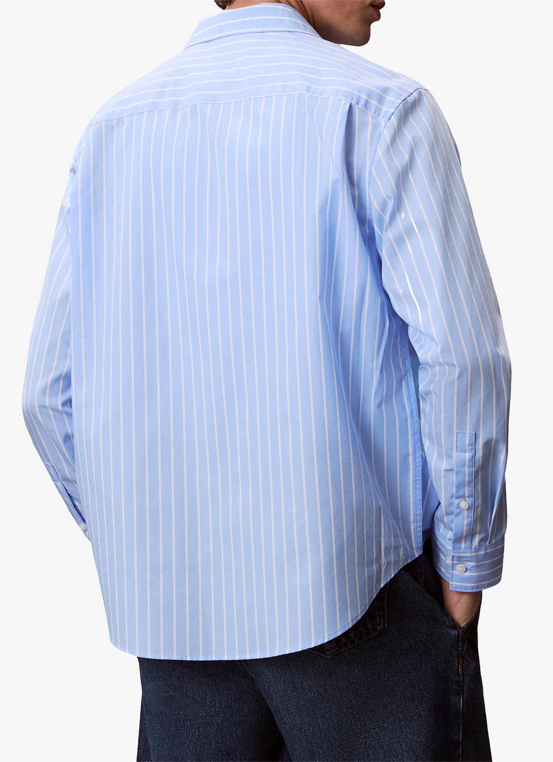 Calvin Klein Regular fit overhemd met streepprint - achterkant 5 blauw