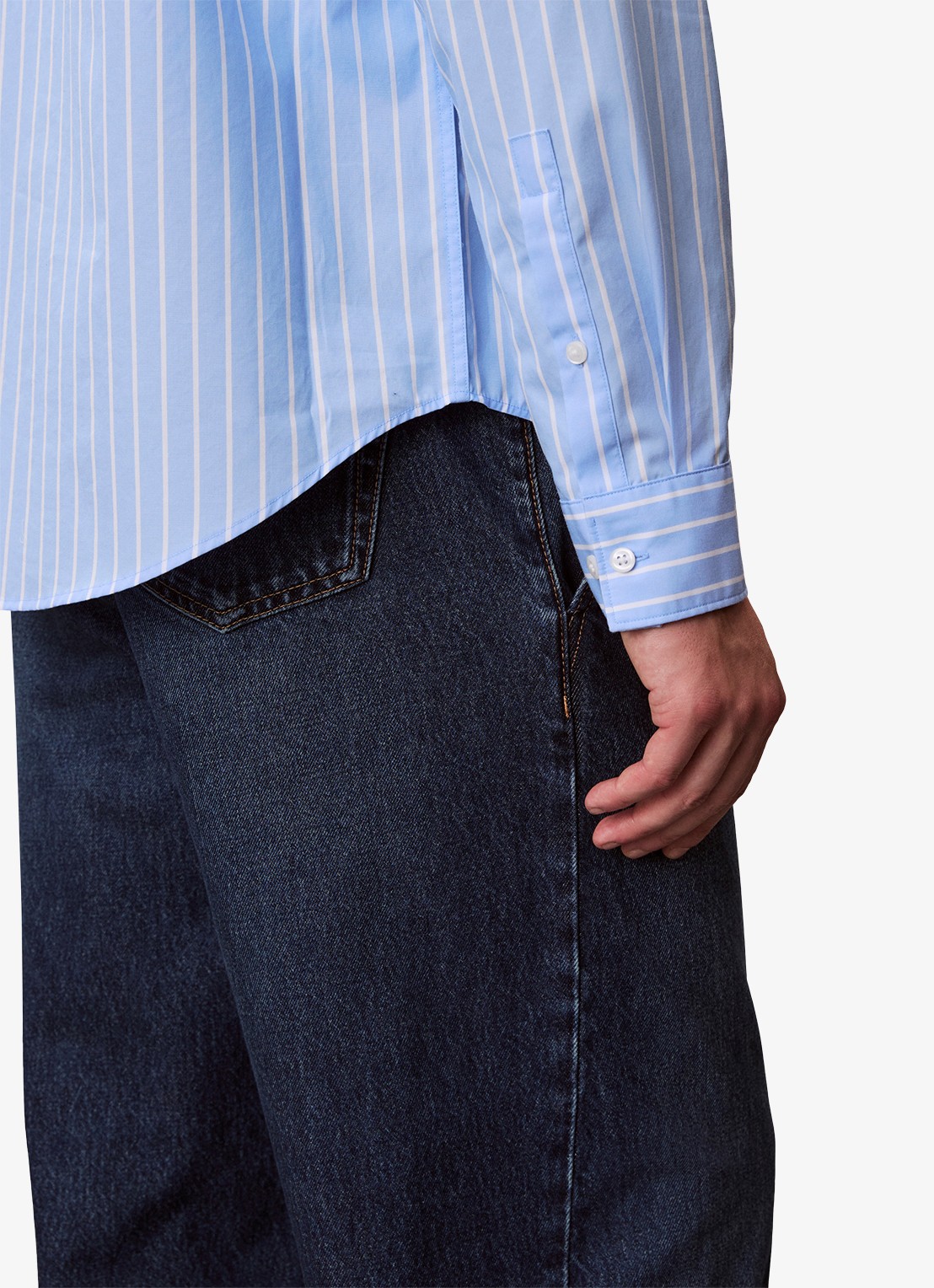 Calvin Klein Regular fit overhemd met streepprint - detail 4 blauw