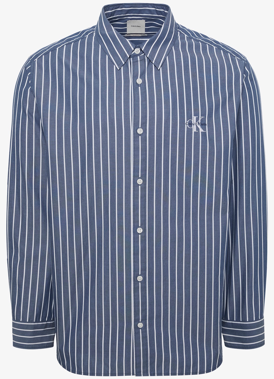 Calvin Klein Regular fit overhemd met streepprint - voorkant dark denim-cec /  blauw