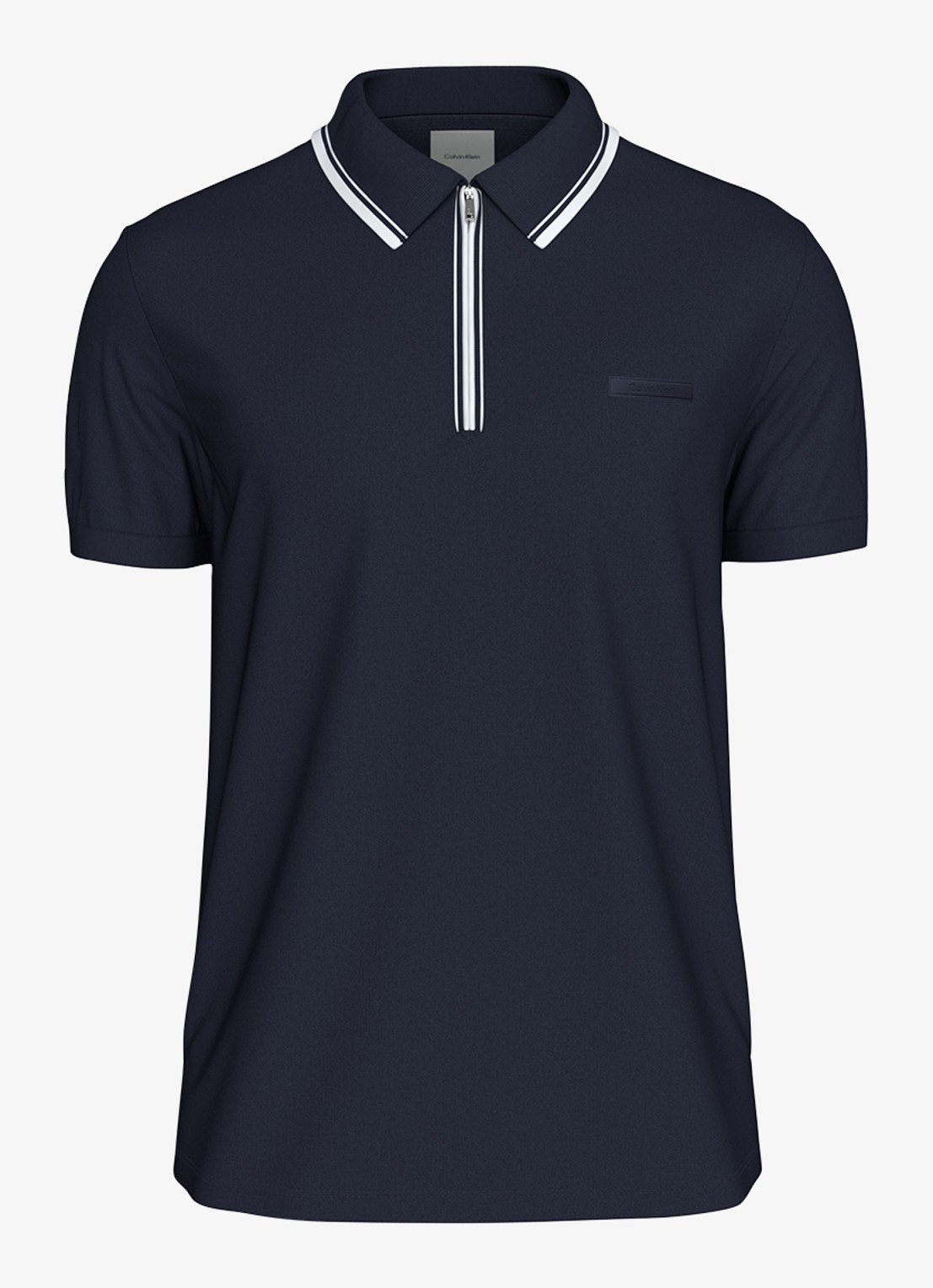 Calvin Klein Regular fit polo met halve rits - voorkant 5 dark sapphire-cef