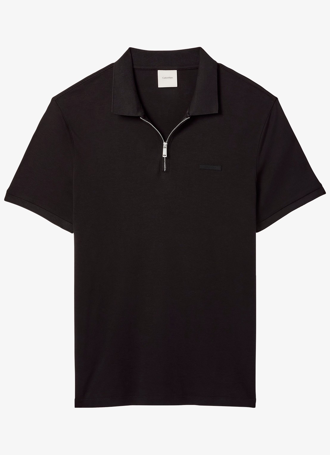 Calvin Klein Regular fit polo met logo - voorkant zwart