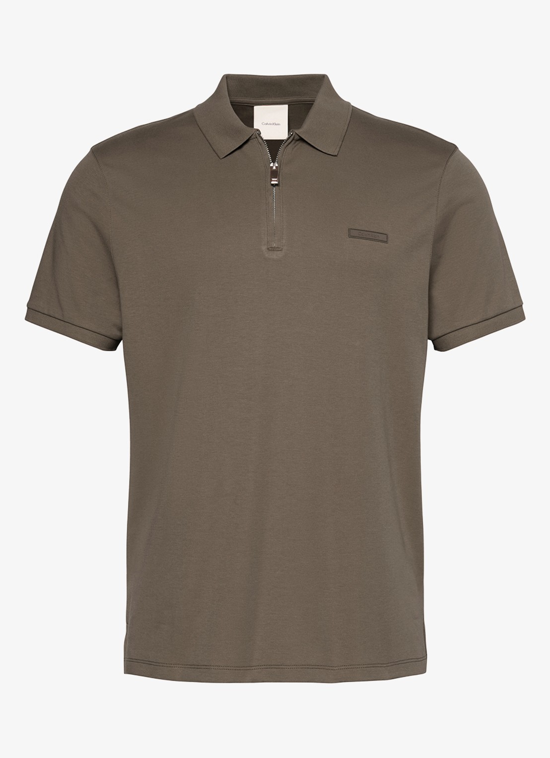 Calvin Klein Regular fit polo met logo - voorkant 2 taupe