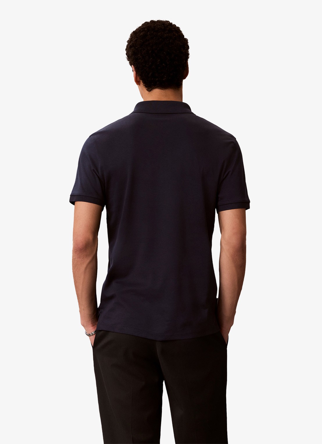 Calvin Klein Regular fit polo met logo - achterkant 4 dark sapphire-cef /  bruin