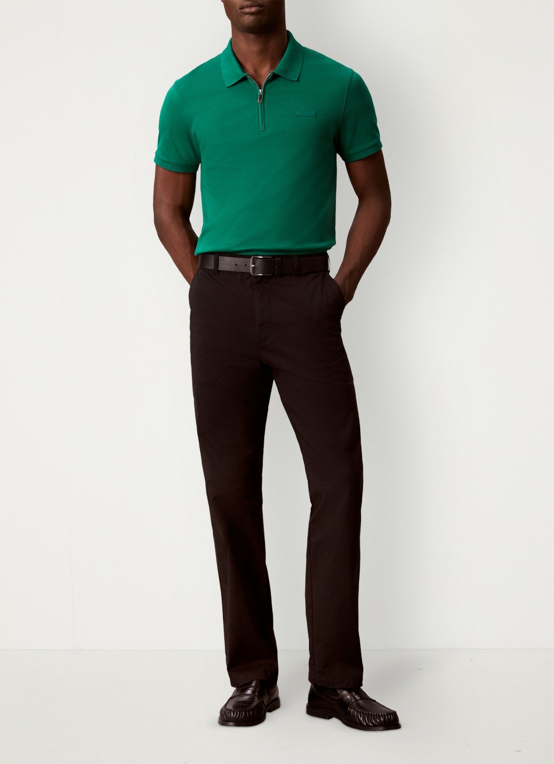 Calvin Klein Regular fit polo met logo - voorkant 2 groen