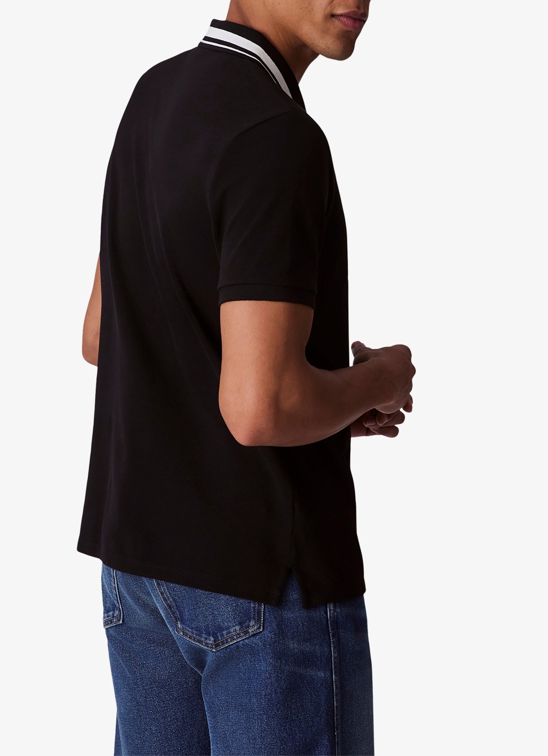 Calvin Klein Regular fit polo met logoborduring - achterkant 4 zwart
