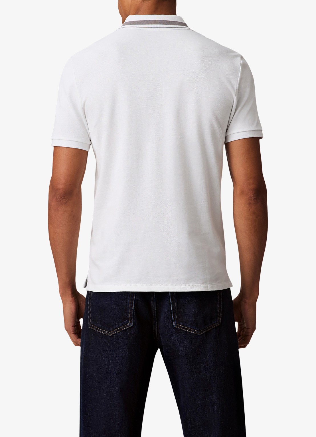 Calvin Klein Regular fit polo met logoborduring - achterkant wit