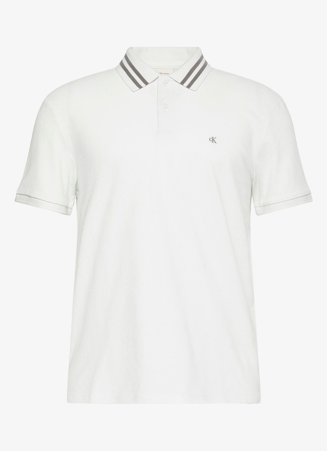 Calvin Klein Regular fit polo met logoborduring - voorkant 5 wit