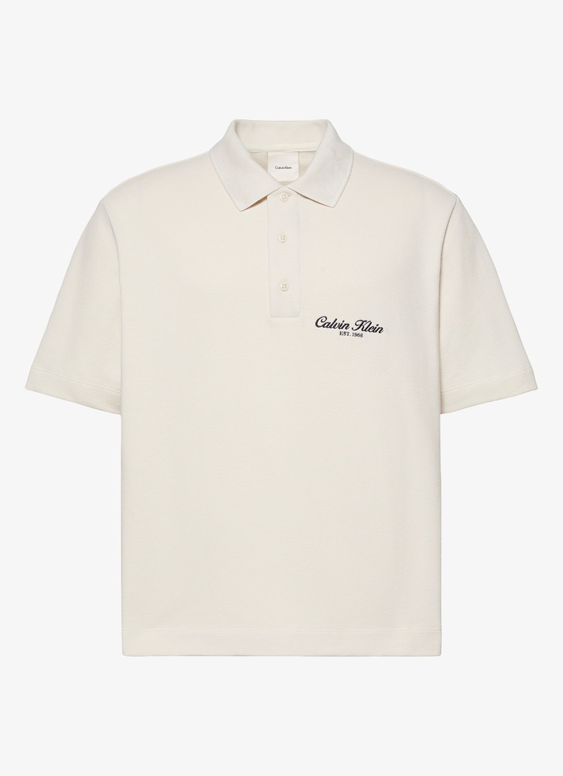 Calvin Klein Regular fit polo met logoborduring - voorkant 5 ivoor