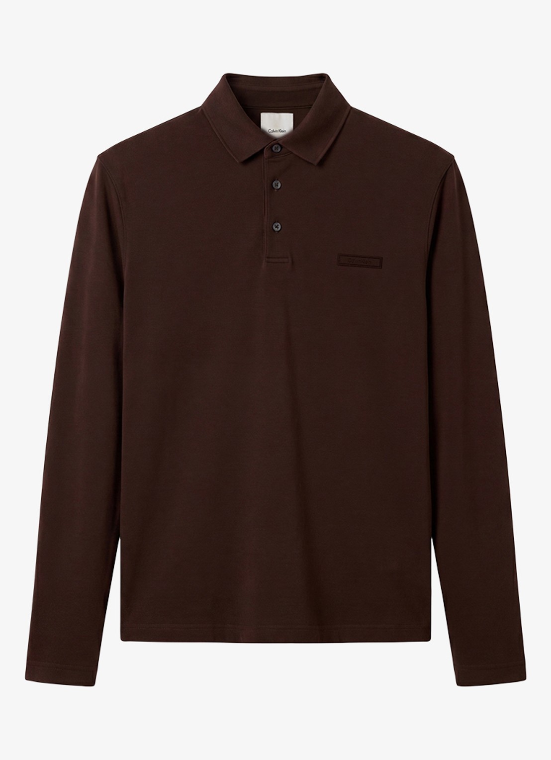 Calvin Klein Regular fit polo met logoborduring - voorkant donkerbruin
