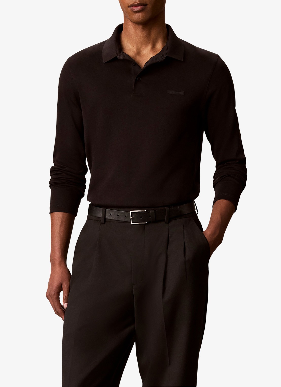 Calvin Klein Regular fit polo met logoborduring - detail 3 zwart