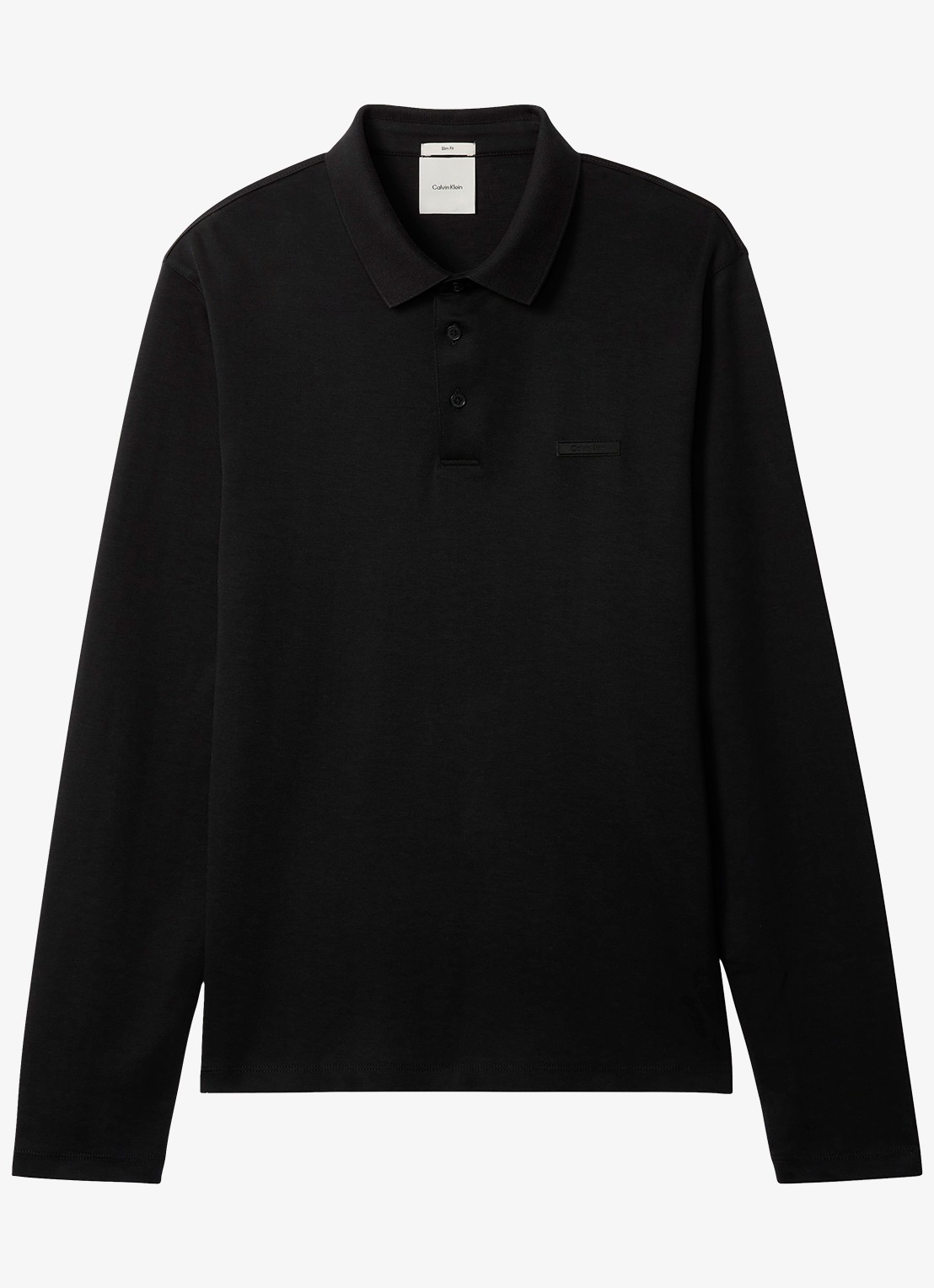 Calvin Klein Regular fit polo met logoborduring - voorkant zwart