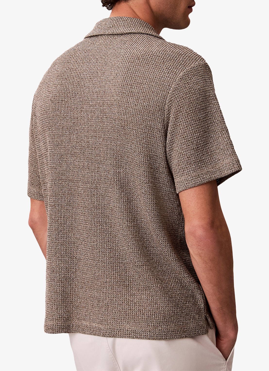 Calvin Klein Regular fit polo met structuur - achterkant 6 lichtbruin
