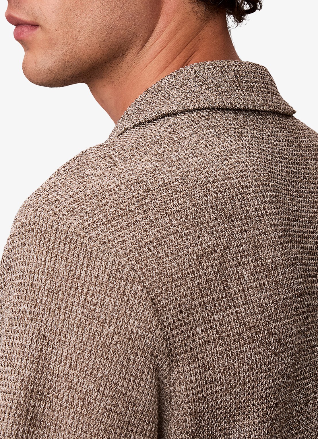 Calvin Klein Regular fit polo met structuur - detail 3 lichtbruin