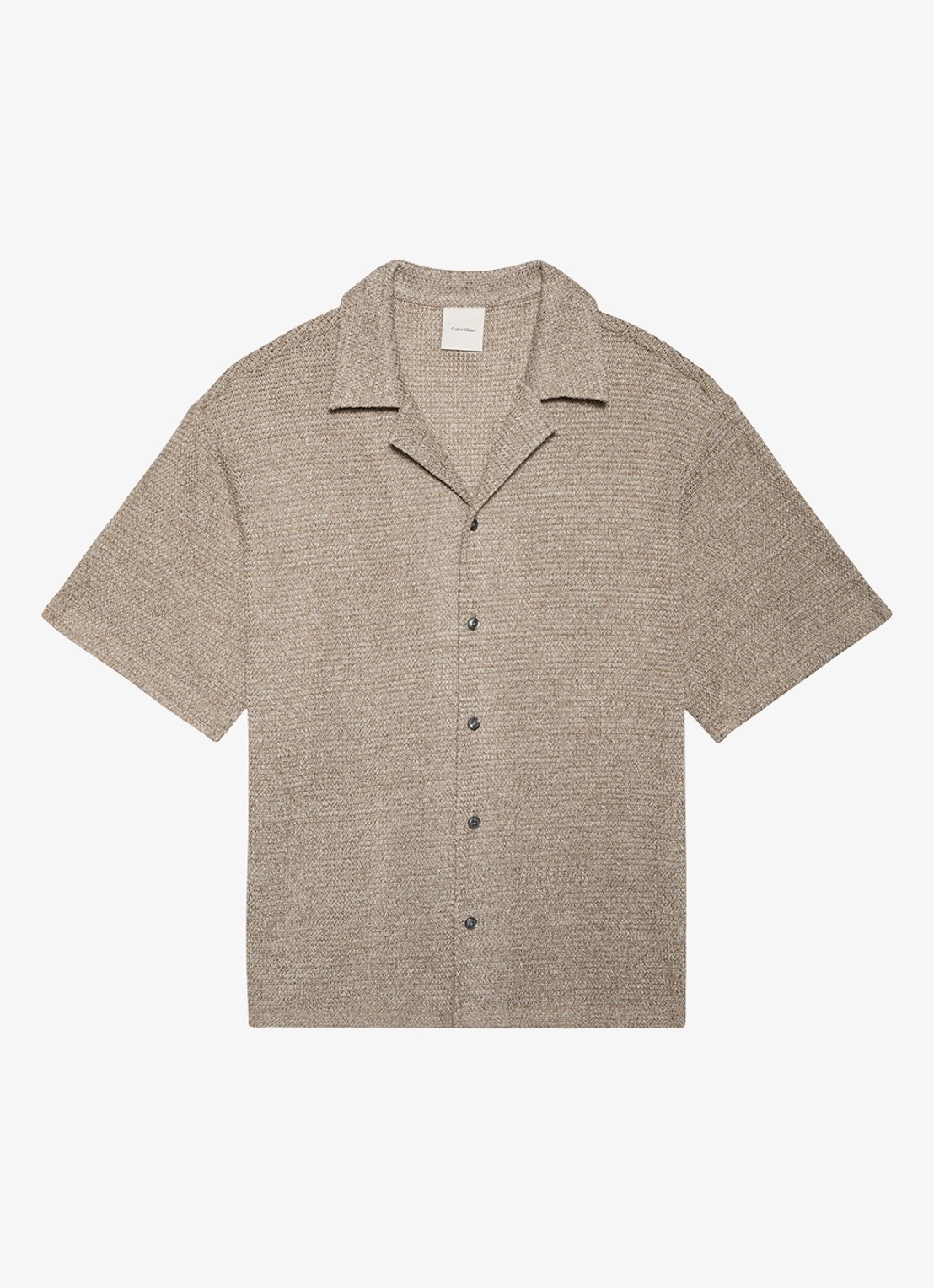Calvin Klein Regular fit polo met structuur - voorkant 4 lichtbruin