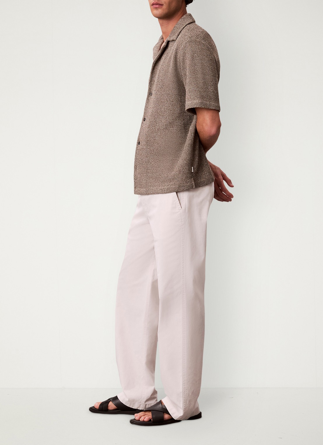 Calvin Klein Regular fit polo met structuur - voorkant 5 lichtbruin