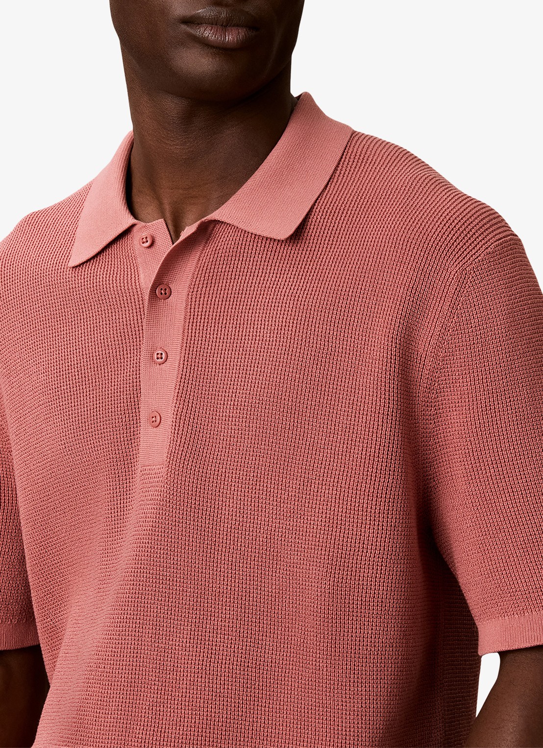 Calvin Klein Regular fit polo met structuur - detail 5 lichtrood