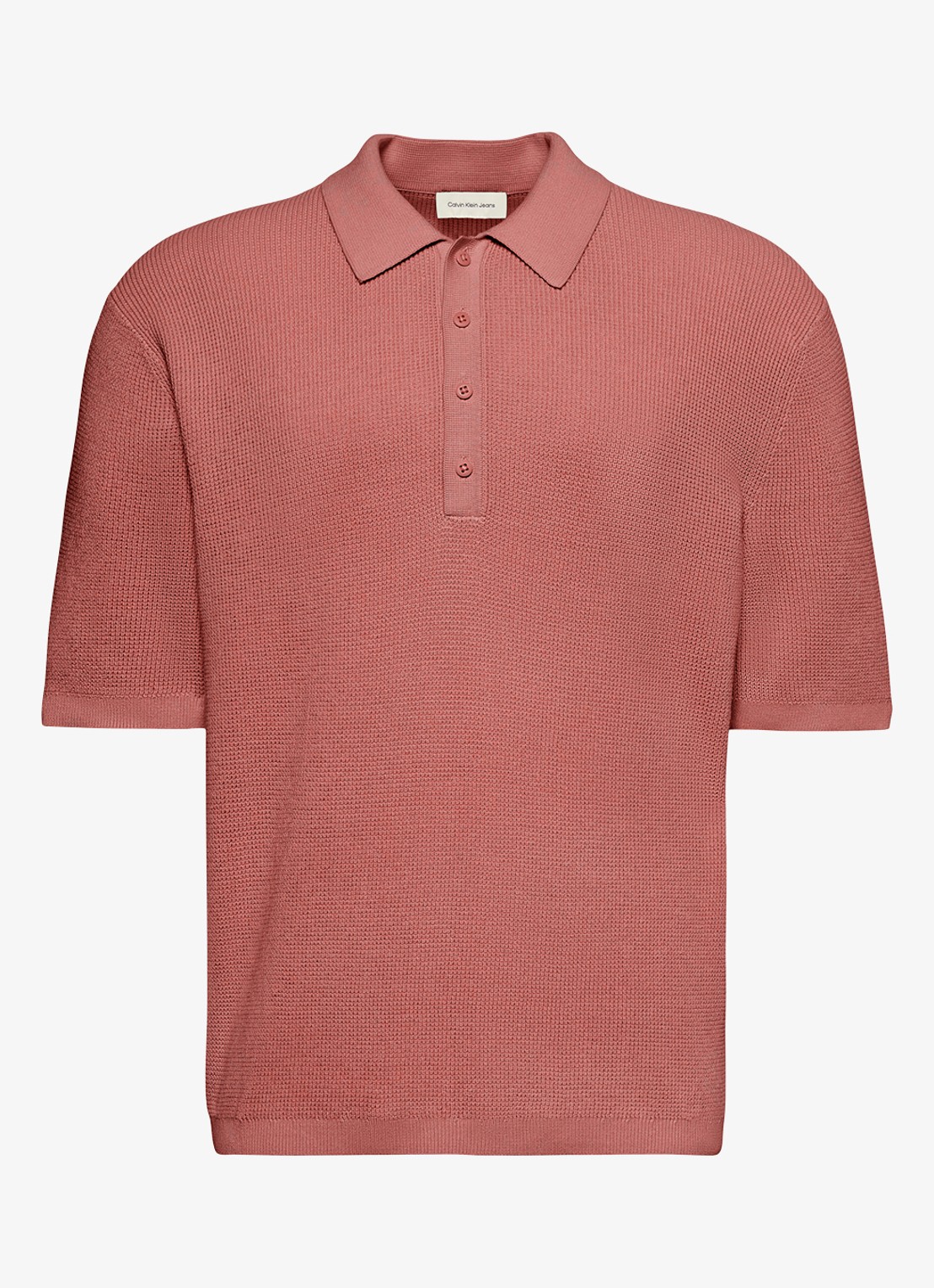 Calvin Klein Regular fit polo met structuur - voorkant lichtrood