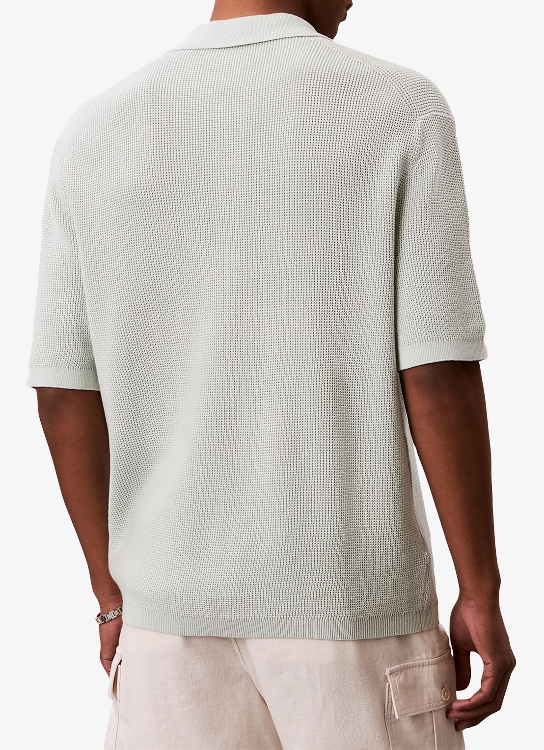Calvin Klein Regular fit polo met structuur - achterkant 6 grijs