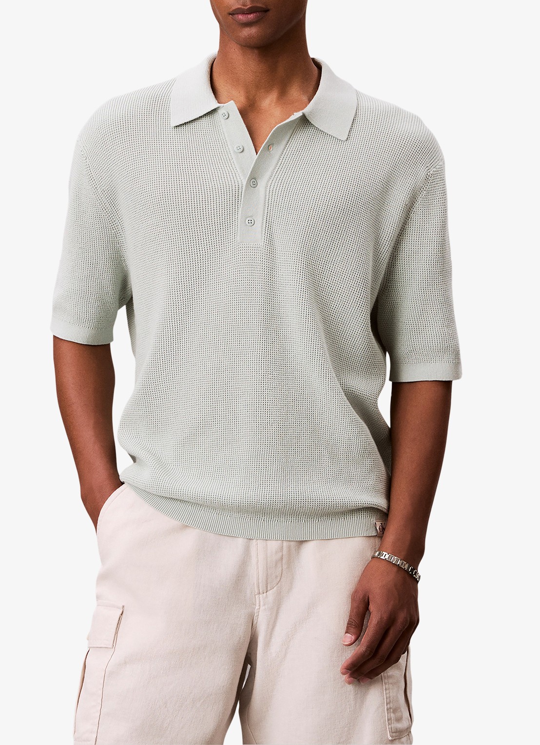 Calvin Klein Regular fit polo met structuur - detail 2 grijs