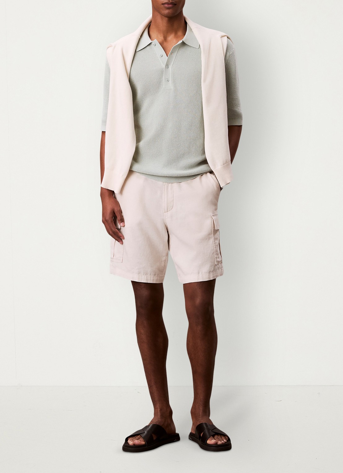 Calvin Klein Regular fit polo met structuur - voorkant grijs