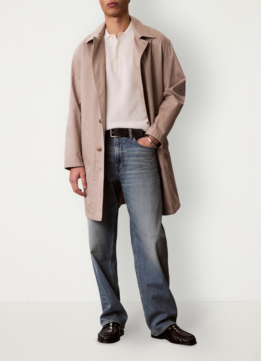 Calvin Klein Regular fit polo met structuur - voorkant 2 ivoor