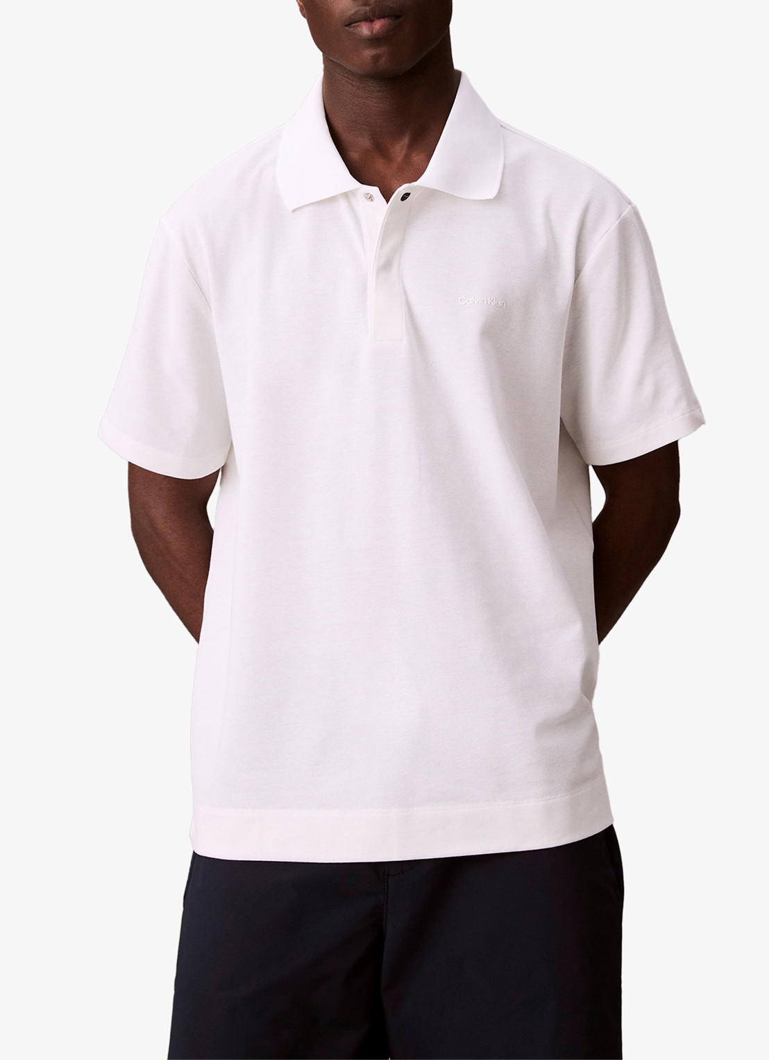 Calvin Klein Regular fit polo van piqué katoen - detail 2 wit