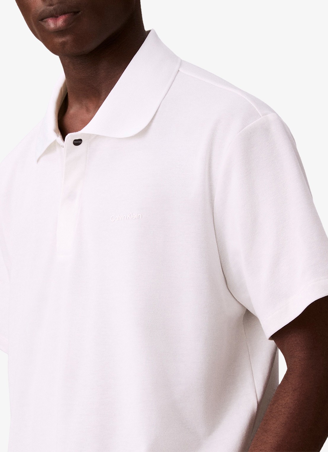 Calvin Klein Regular fit polo van piqué katoen - detail 3 wit