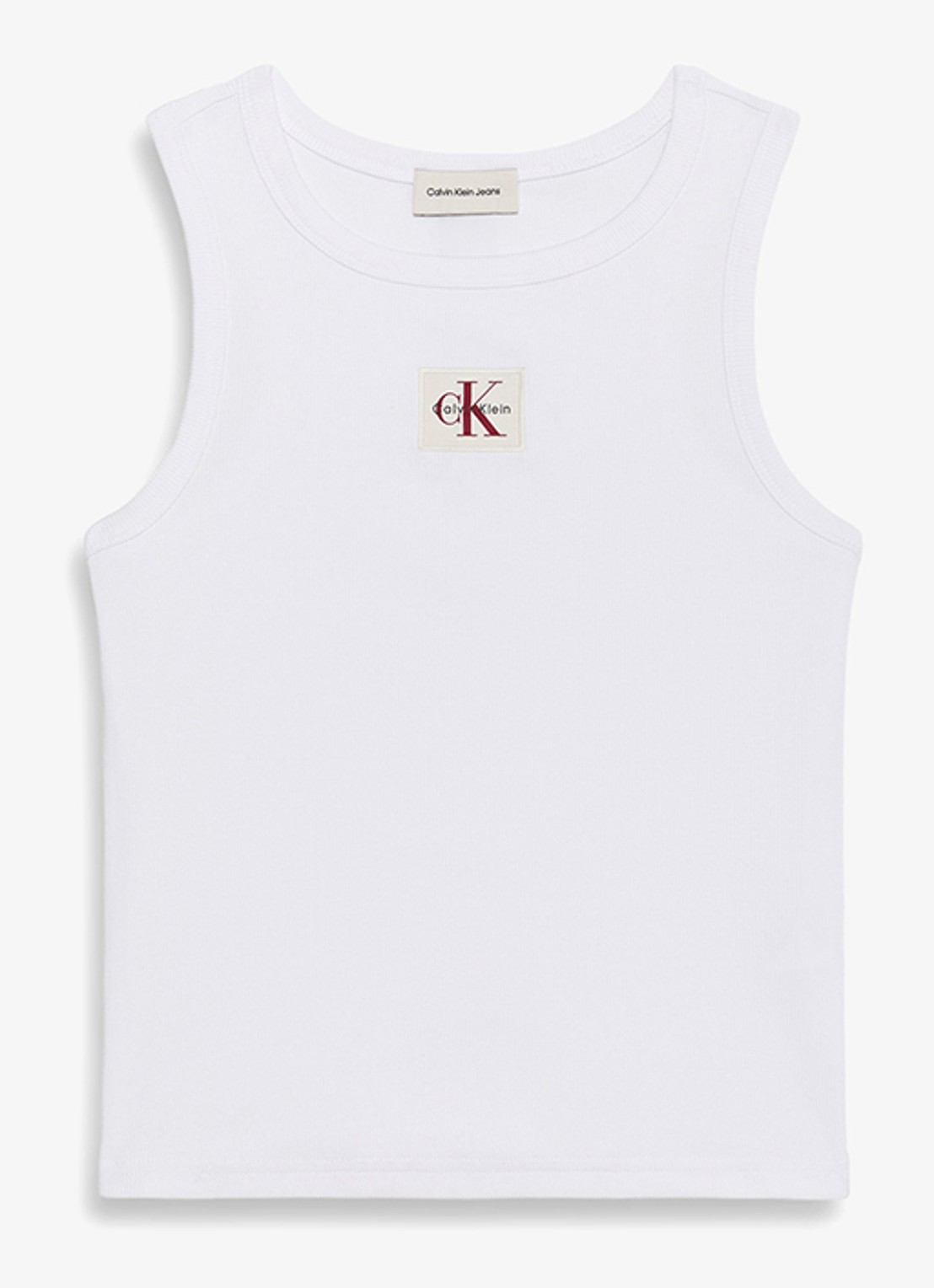 Calvin Klein Ribgebreide tanktop met logo - voorkant 5 wit