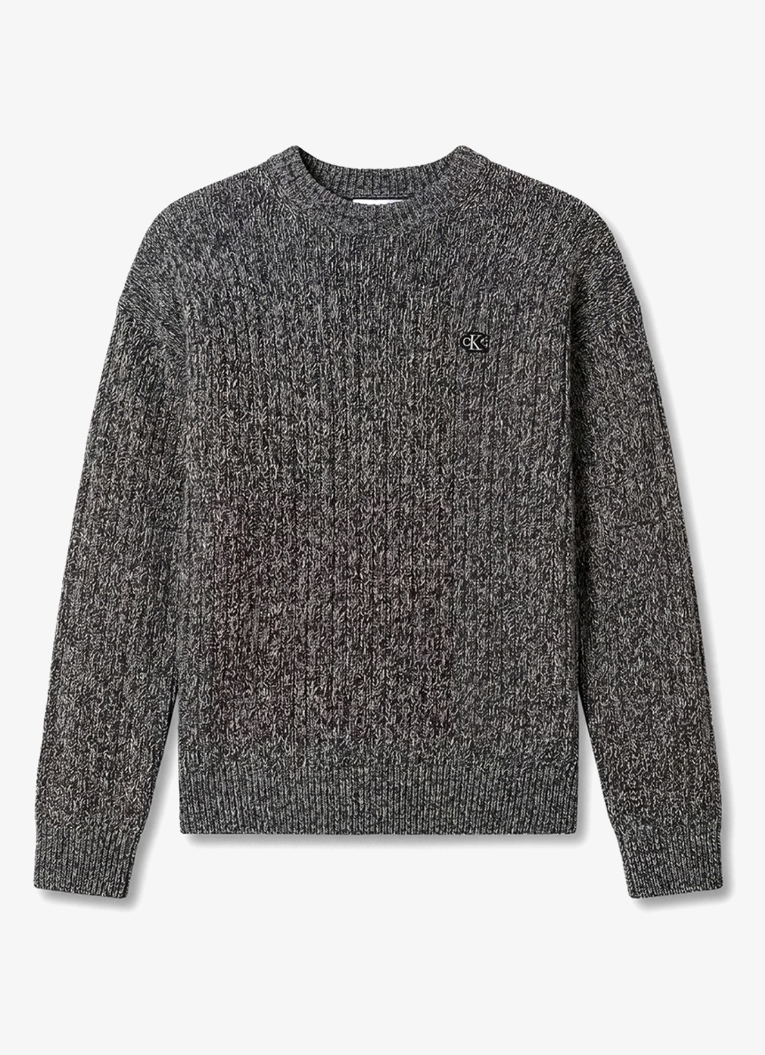 Calvin Klein Ribgebreide trui met logo - voorkant middengrijs