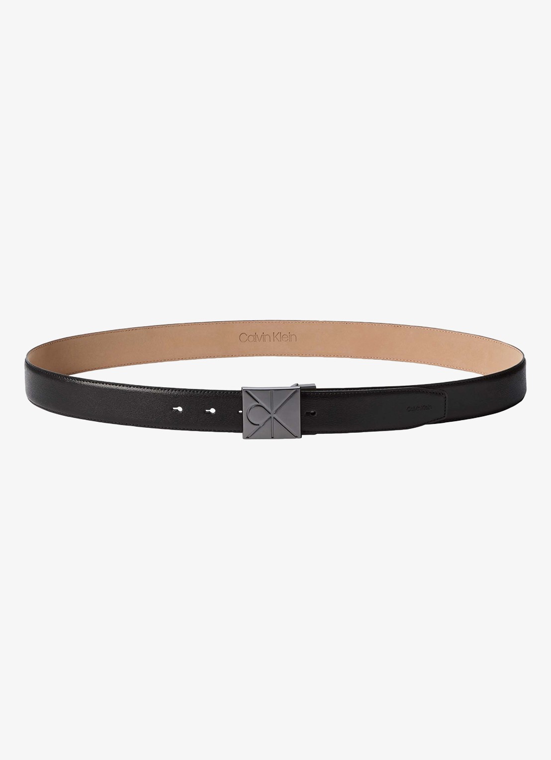 Calvin Klein Riem met logo - voorkant zwart