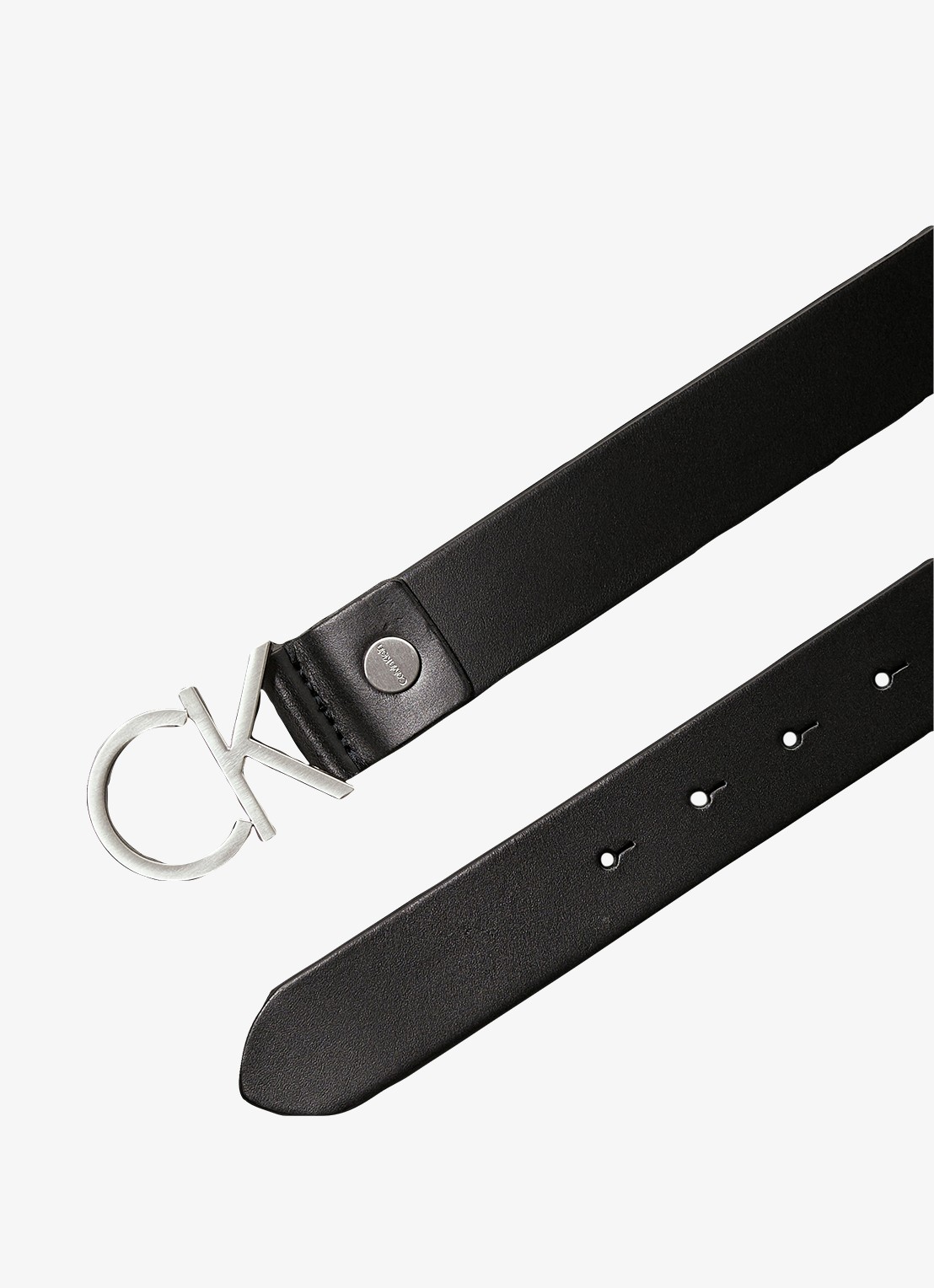 Calvin Klein Riem van leer met logo - detail 2 zwart