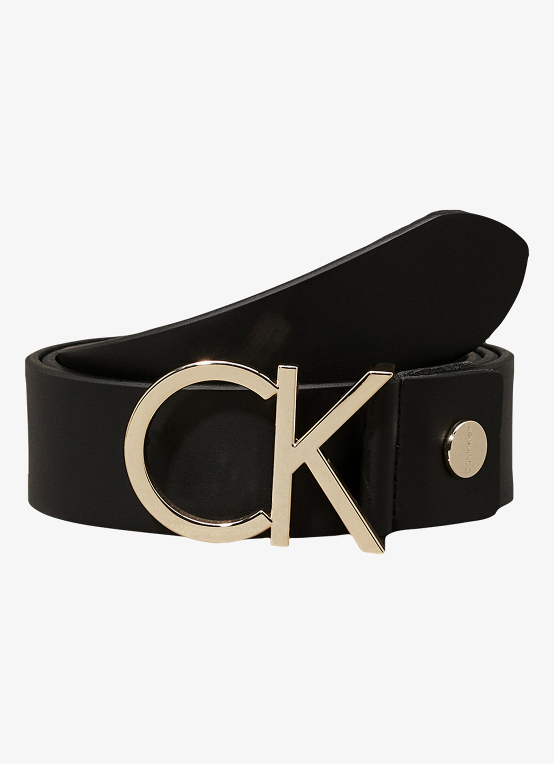 Calvin Klein Riem van leer met logo - voorkant 4 goud