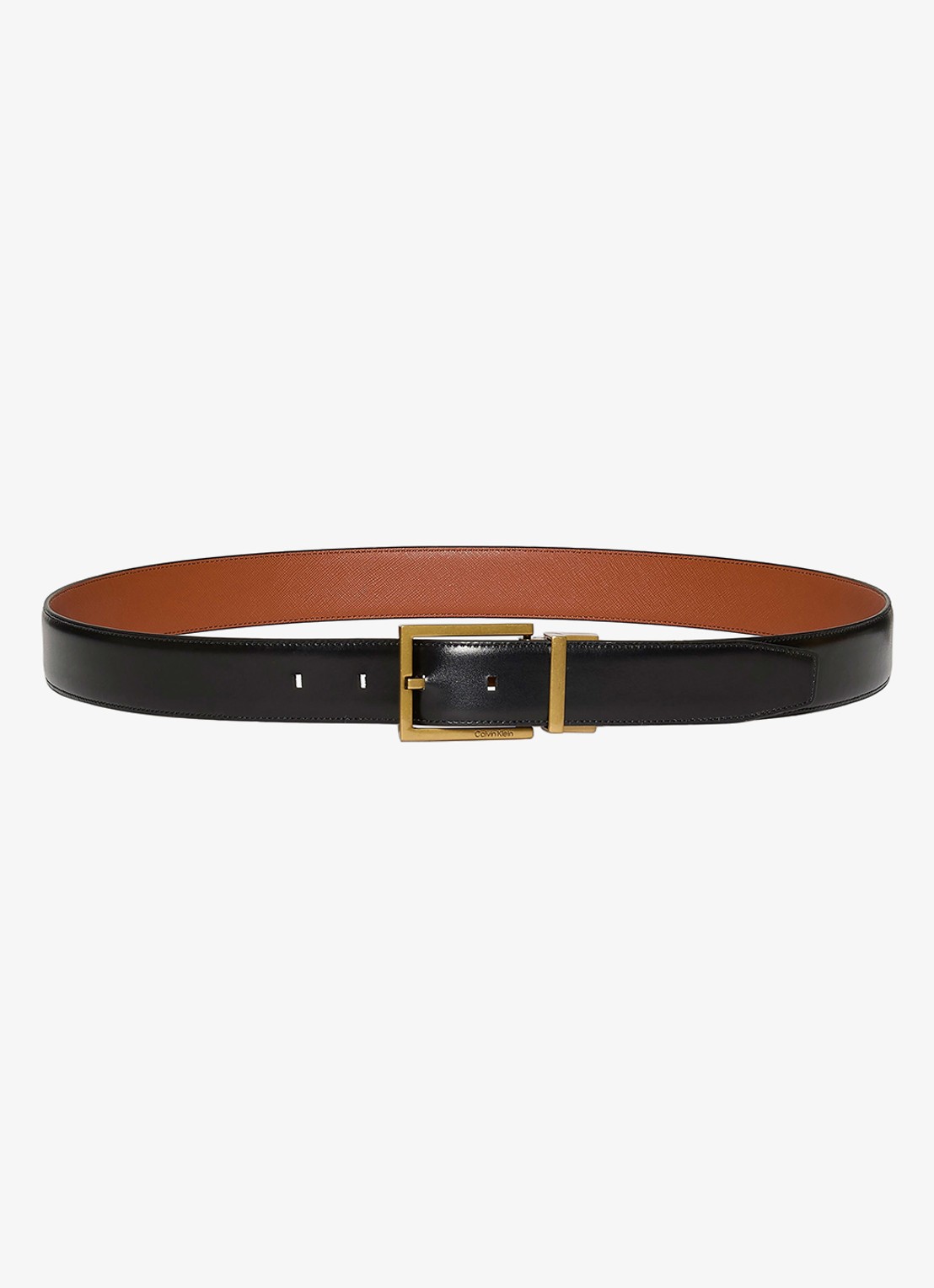 Calvin Klein Riem van leer - voorkant zwart