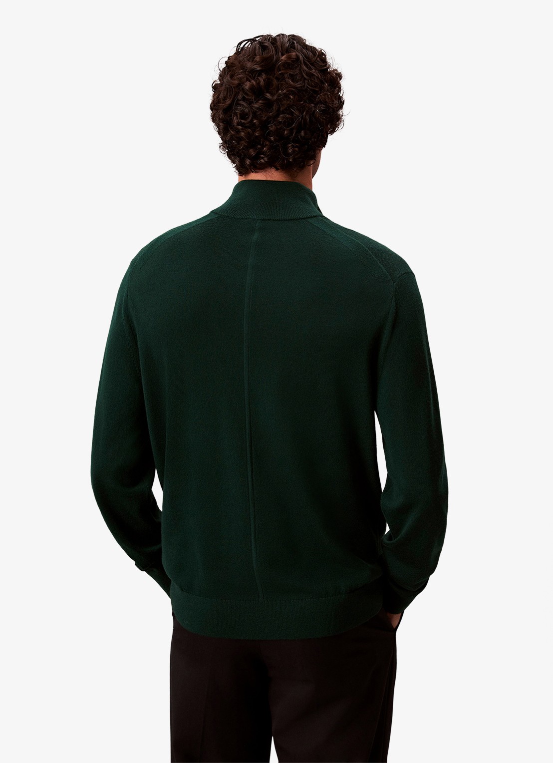 Calvin Klein Schipperstrui van wol met halve rits - achterkant groen