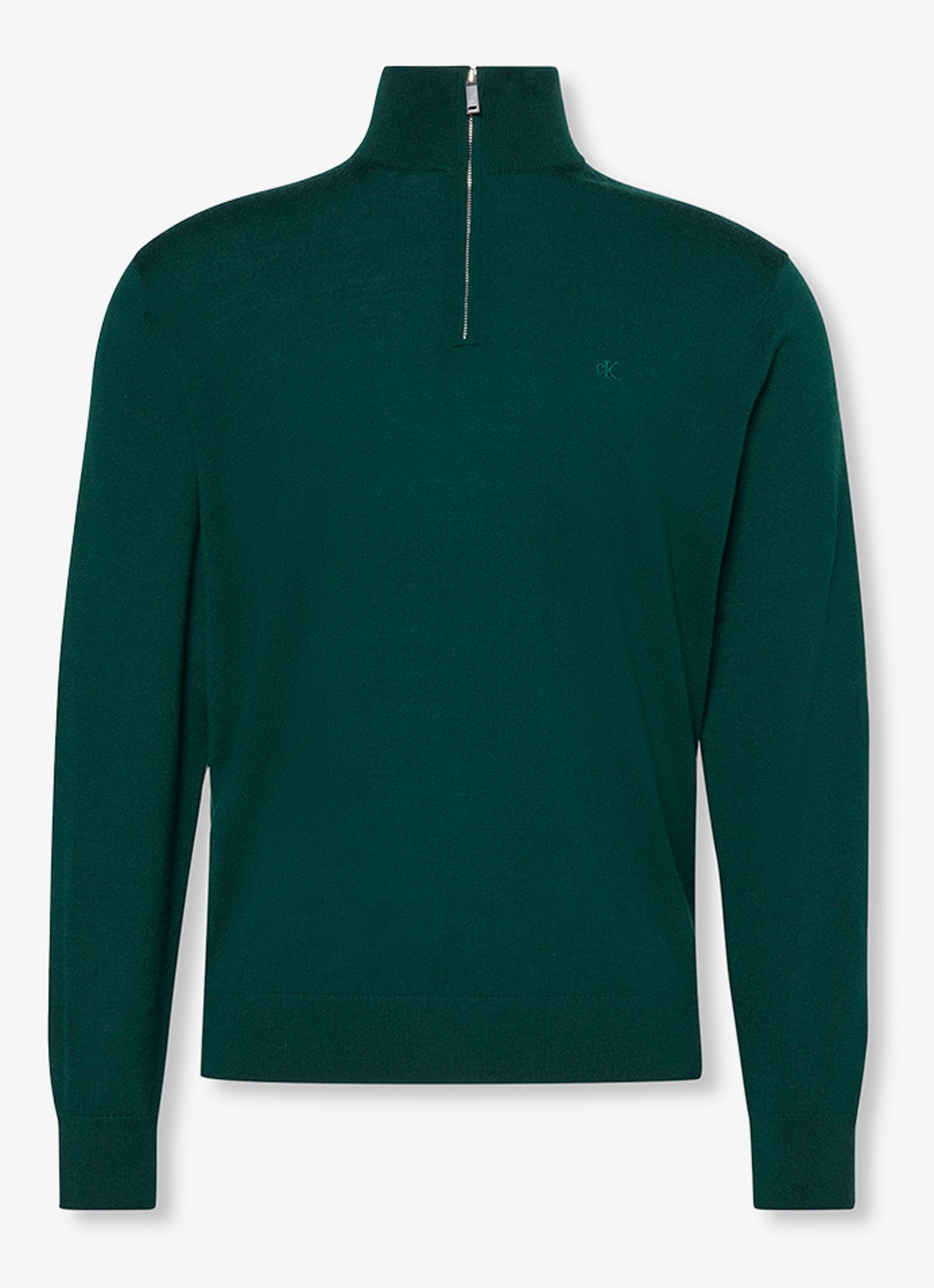 Calvin Klein Schipperstrui van wol met halve rits - voorkant 5 groen