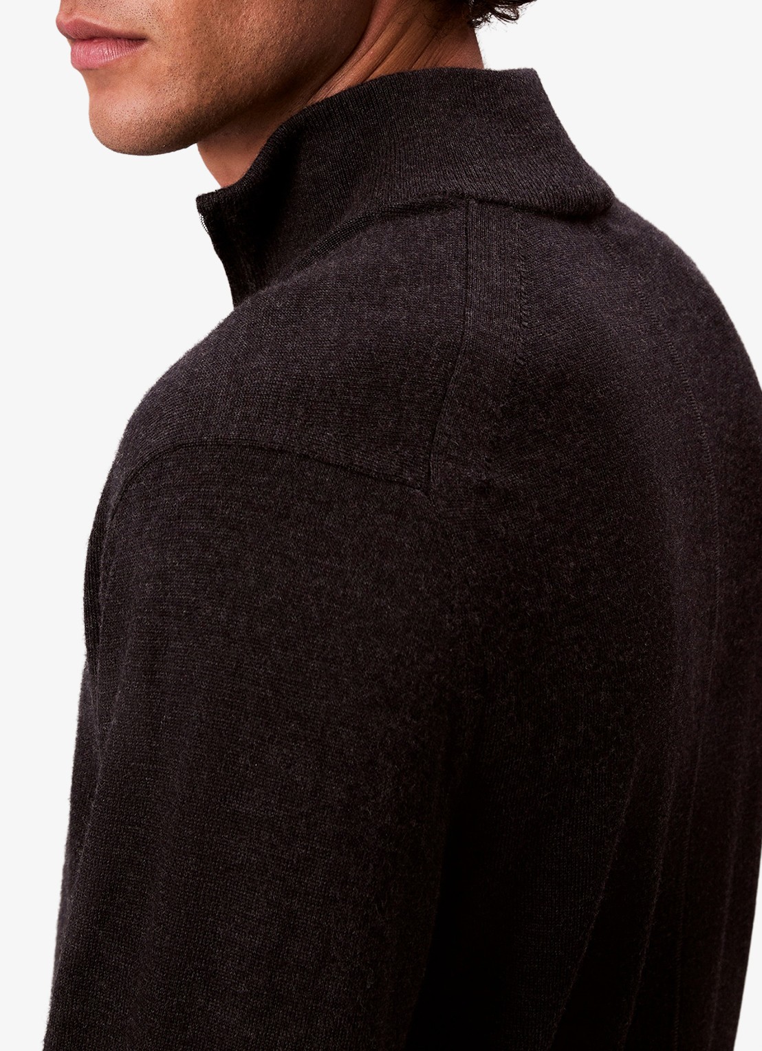 Calvin Klein Schipperstrui van wol met halve rits - detail 3 zwart