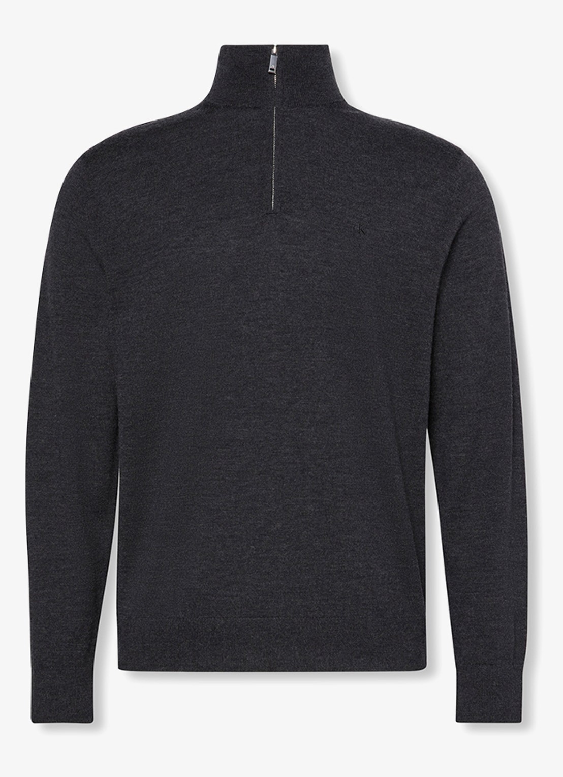 Calvin Klein Schipperstrui van wol met halve rits - voorkant 4 zwart